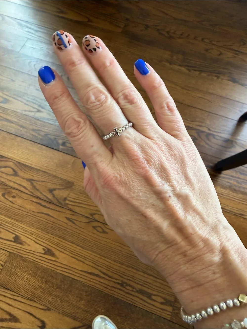 Tory Burch Silver Beaded Logo Ring